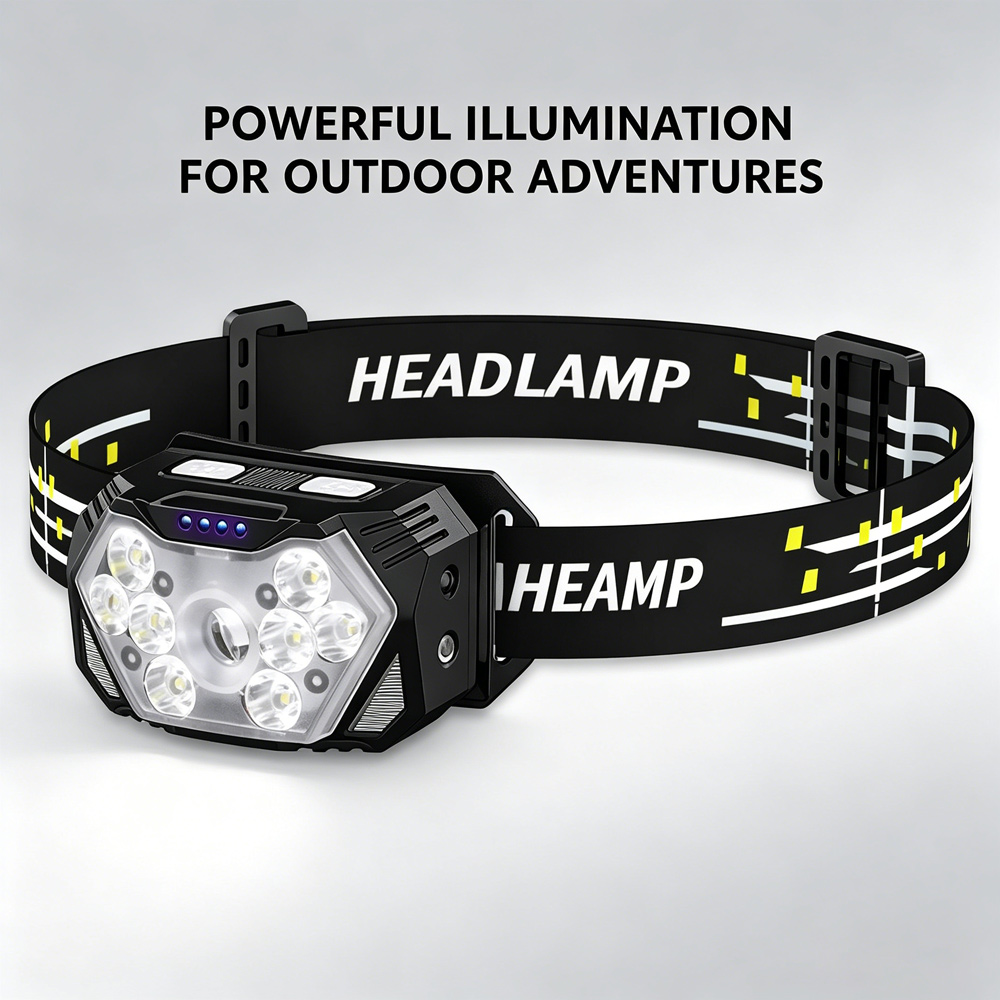 Outdoor Camping Jobs - Wasserdichte LED-Stirnlampe mit Typ-C Schnellladung, Verstellbare