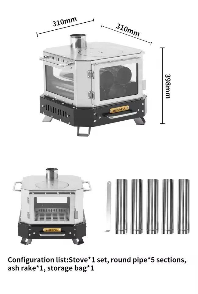 Outdoor Camping Wood Burning Stove - HOMFUL Tragbarer Holzofen für Heimheizung und
