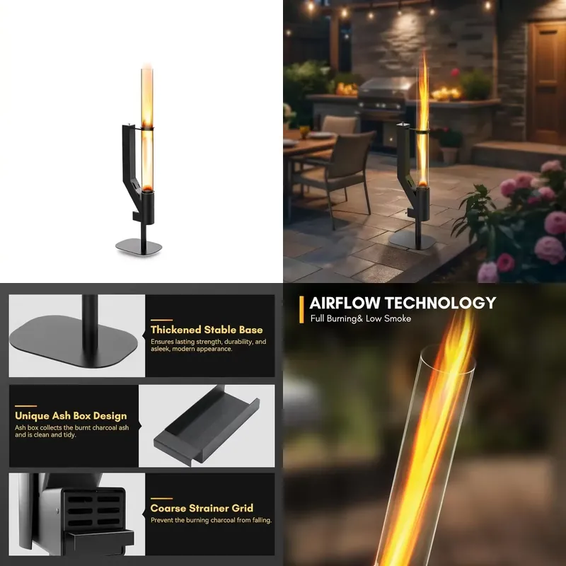 Outdoor Camping Heater - Pelletkamin für die Terrasse mit Glasabzug,