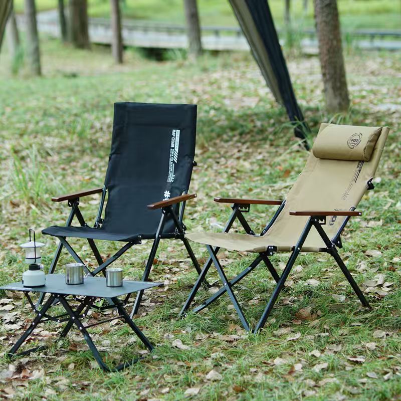 Outdoor Camping Recliner - Klappbarer Hochlehner-Strand- und Campingstuhl, 4-fach verstellbar,