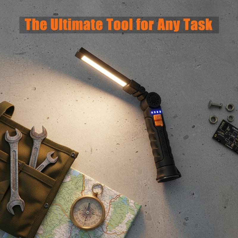 Outdoor Camping Jobs - Wiederaufladbare LED-Taschenlampe, Arbeitsleuchte mit Magnet und