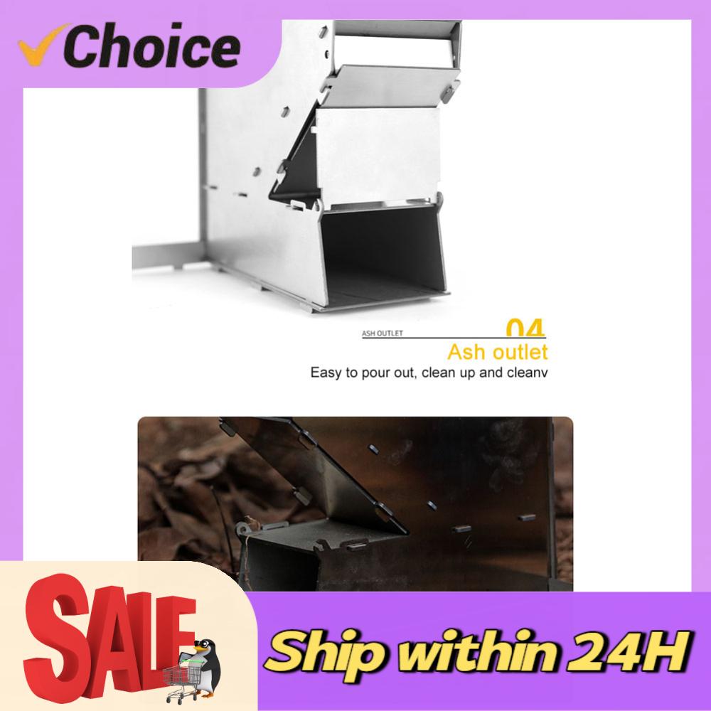 Outdoor Camping Wood Burning Stove - Kochherd aus Edelstahl Tragbarer Zusammenklappbarer Campingkocher