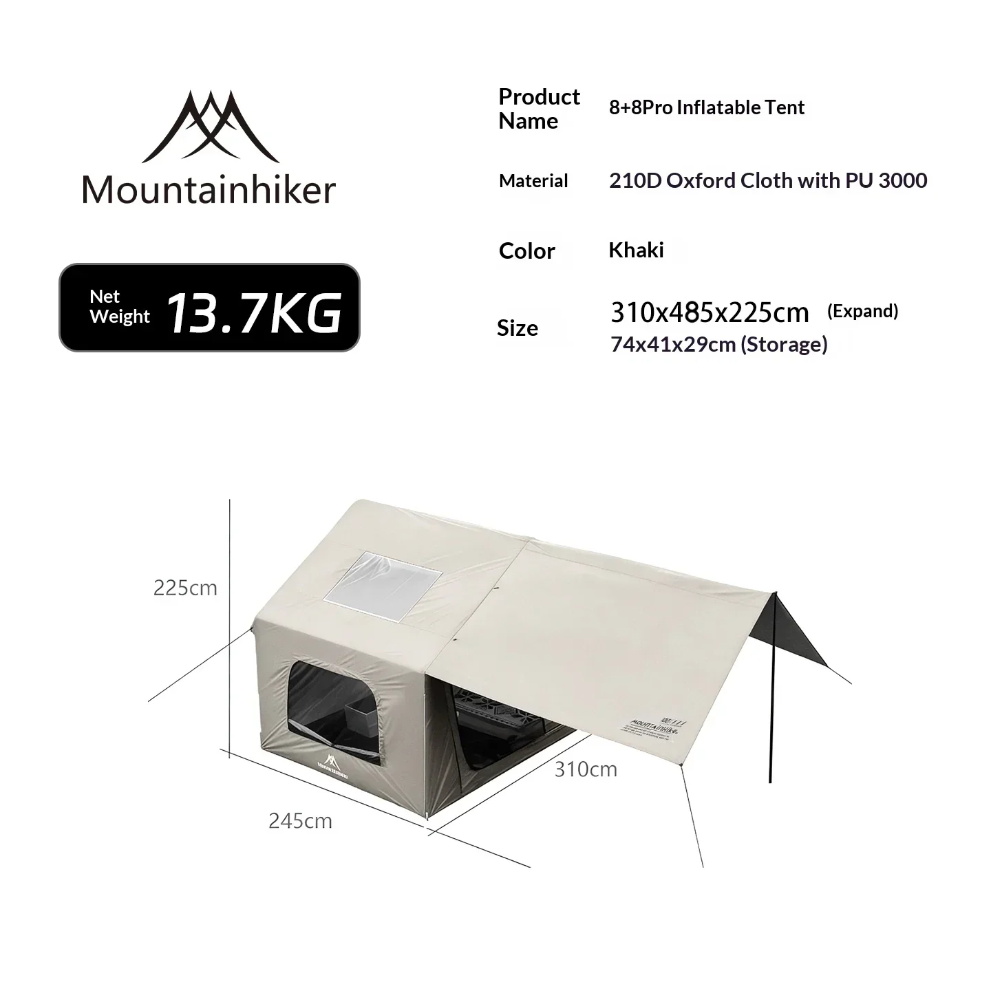 8+8 ㎡   MOUNTAINHIKER Aufblasb – Outdoor Camping House Bewertung und Preis